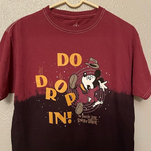Disney Tops - Burgundy and black Mickey Mouse twilight zone graph tee